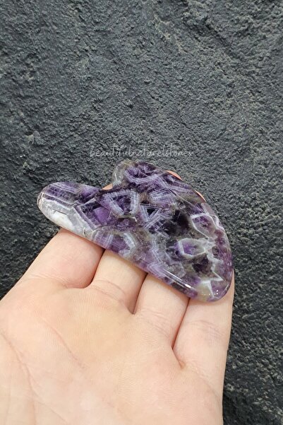 NehirTaş حجر الجمشت الطبيعي - حجر تدليك غوا شا على شكل قلب، حجر طبيعي حقيقي 100%، معتمد