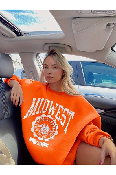 Machetta Світшот з принтом Midwest для жінок, оверсайз, з капюшоном