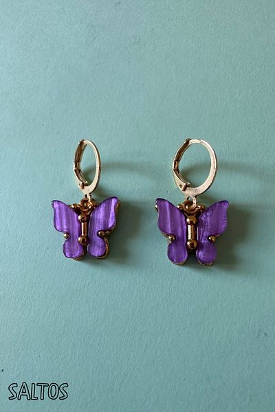 Saltos Pink Butterfly Gold Earring Birthday Gift Earrings for Lover Earrings Butterfly Women's Gold Earrings Gift