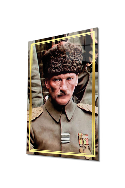 Rosyvien Pictură din sticlă cu portretul lui Mustafa Kemal Atatürk cu dungi a...