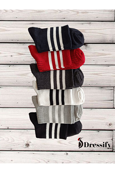 DRESSIFY عبوة من 6 جوارب تنس منقوشة للجنسين*كلية