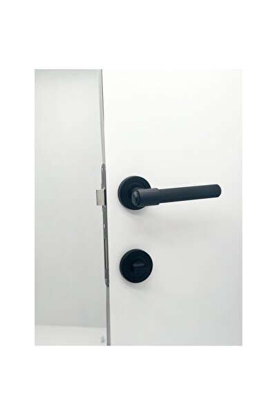 KOLDOOR Mâner ușă de baie pentru WC negru mat cu rozetă 1 set