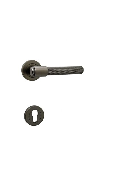 KOLDOOR Mâner de ușă din oțel Yale cu rozetă scotiană afumată Punch Mat 1 set