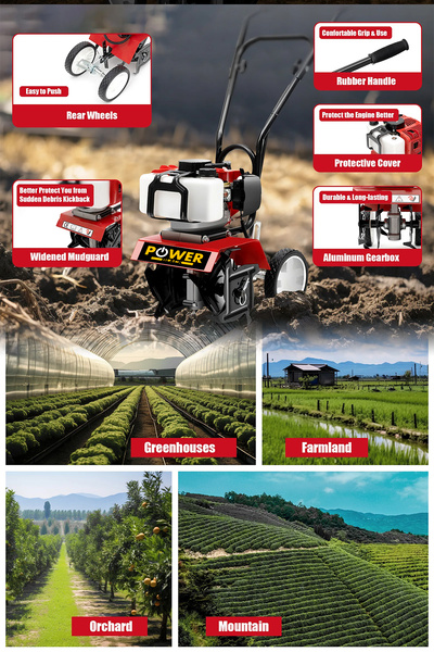 POWER BLACK Bahçe Çim Toprak Belleme Benzinli Mini Çapalama Makinası