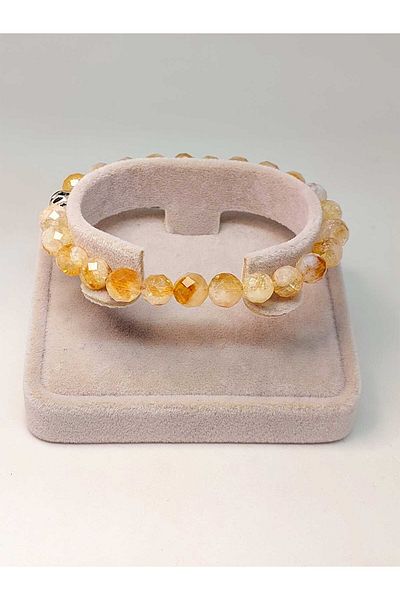 Yasamtohumu Brățară unisex cu citrin tăiat cu fațete de 8 mm - 42550-tek