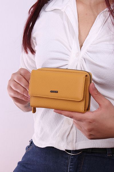 Grande 2754 Black detail Genuine leather Women's wallet card holder clutch YELLOW