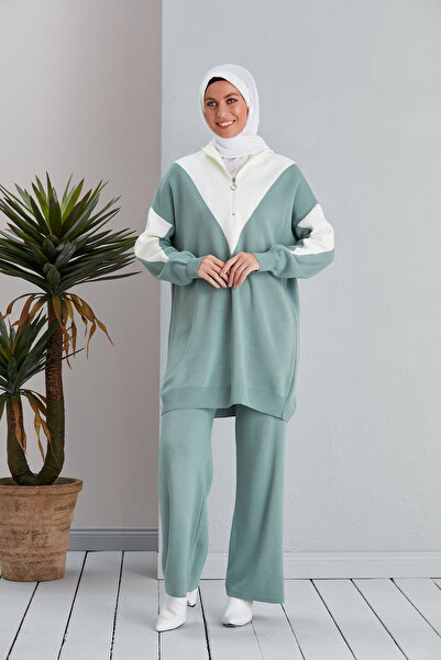 MODAMÜNASİP طقم بنطلون ناعم بتفاصيل مثلثة رائعة