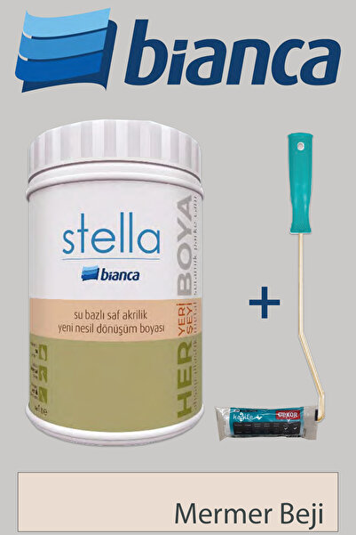 Bianca Stella Su Bazlı Saf Akrilik (1Lt Boya + Dekor Kadife Rulo)