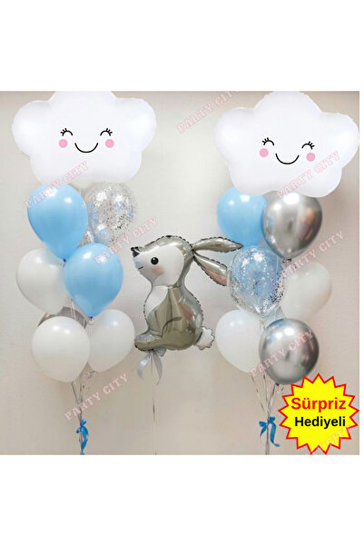 Party City Sevimli Tavşan Folyo Balon; Bulutlu Temalı Folyo Balon Doğum Günü ...