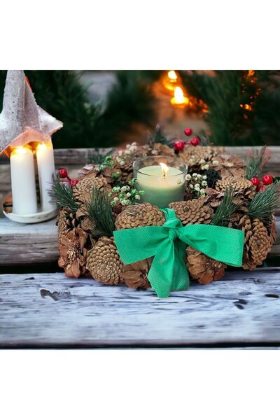 ART PINE YILBAŞI MUMLUK DOĞAL DEKORATİF ŞOKLANMIŞ - NOEL PARTİ EĞLENCE MASAÜSTÜ DEKORASYON