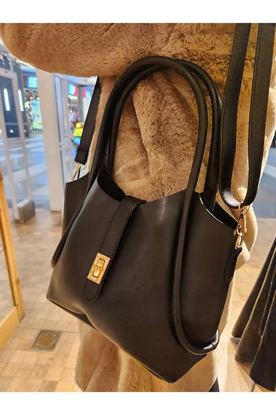 Mercan Stores Lock Detailed Women's Bag with Puppy Inside Suede Hand and Shoulder Bag
