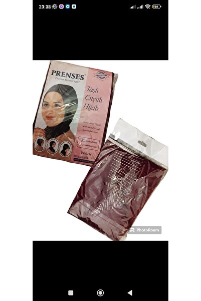PRENSES Taşlı çıtçıtlı pamuklu tesettür bone hijap