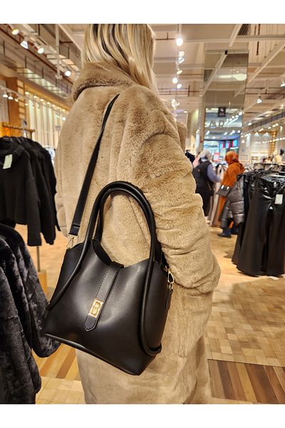Mercan Stores Lock Detailed Women's Bag with Puppy Inside Suede Hand and Shoulder Bag