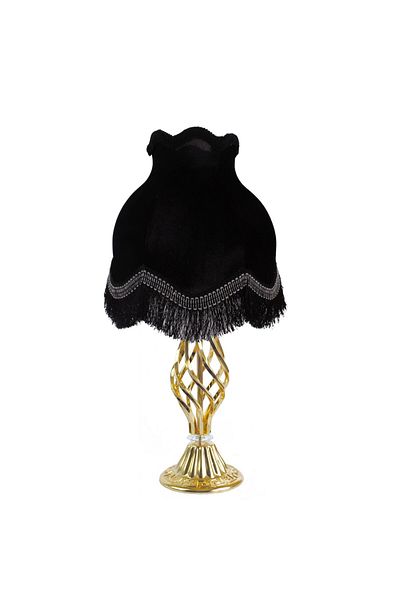 Dekovien Classic Black Velvet - Gold Metal Leg Vintage Fringe AB0742