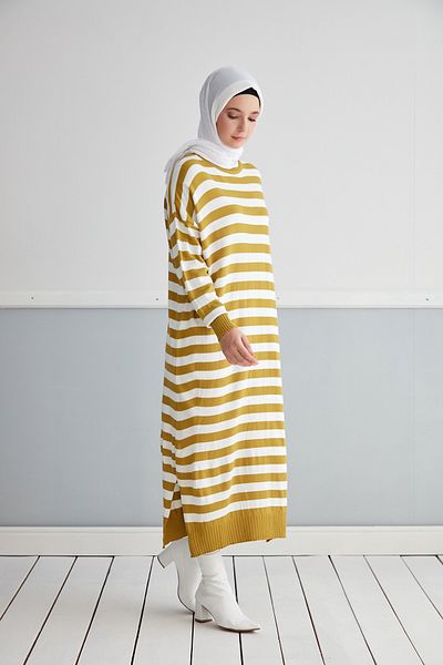 MODAMÜNASİP Wonderful Striped Knitwear Hijab Tunik