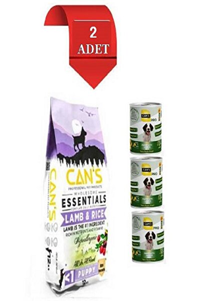 Cans Dog Puppy Yavru Köpek Maması Kuzu Etli 12 Kg X 2 Adet + 3 Adet Konserve ...