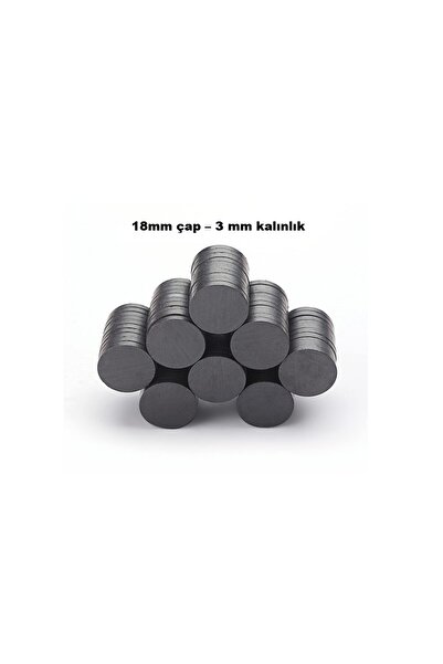 Hdg 18x3 mm Yuvarlak Mıknatıs, Çok Amaçlı, Süsleme Mıknatısı, Ferrit Magnet -kokulu Taş-nişan - 50 ADET