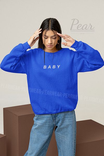 Pear Wear Бебешки щампован дамски суитшърт с 3 нишки