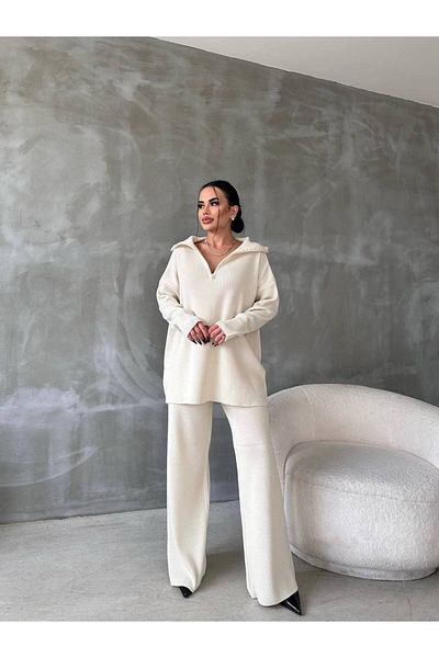 Tünel moda KNITWEAR ZIPPER DETAILED PIPE CAMP PREMIUM SUIT