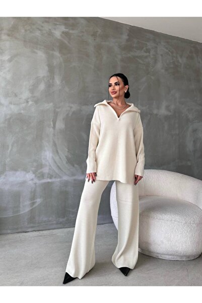 Tünel moda KNITWEAR ZIPPER DETAILED PIPE CAMP PREMIUM SUIT