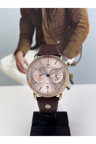 Momentus LEATHER STRAP MEN'S WRISTWATCH 5 ATM WATERPROOF