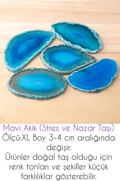 Tesbih Atölyesi Certified Zircon Stone Model Plate Blue Agate Stone Necklace