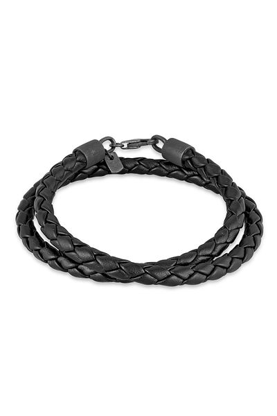 KUZZOI Armband Echtleder Geflochtenes Wickeldesign 925 Silber