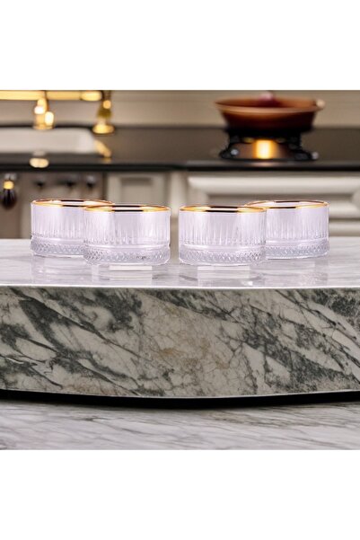 Paşabahçe Gold Detaylı Kristal Çerezlik Sunum Kasesi 4'lü