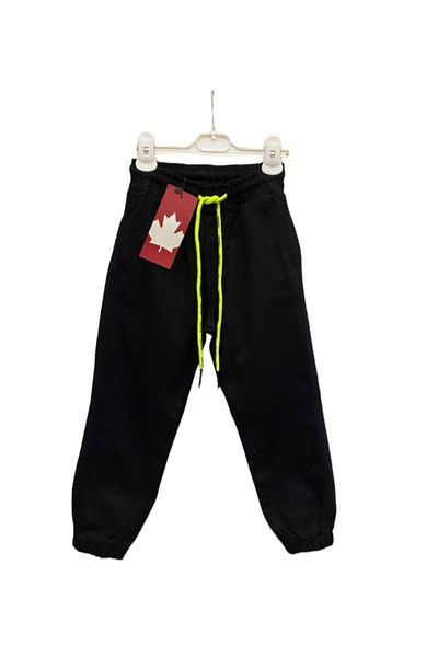 LİTTLE TORTOİSE Boy's Black Jogger Pants