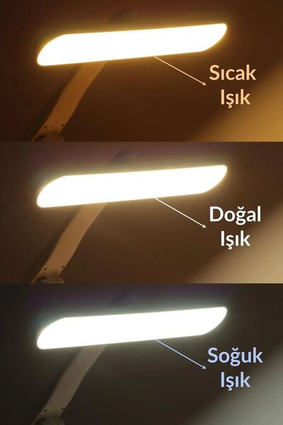 EvRossa 3 Renk Dokunmatik Telefon Standlı Şarjlı Masa Lambası Kademeli Çalışma Okuma Işığı Gece Lambası