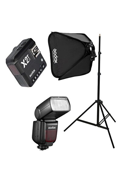 Godox TT685II-C Canon Flaş Full Set (Tepe Flaş + X2T-C Tetikleyici + Işık Ayağı + 40x40 Softbox)