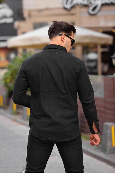 Stilkombin Slim Battal Covered Stamped Shirt MAR B1036