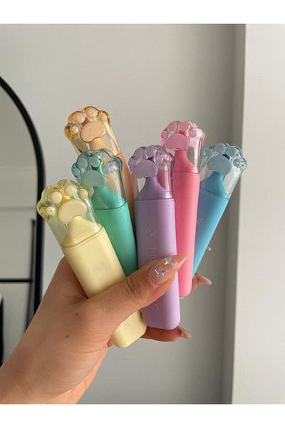 Planet Butik Paw Pastel Color Highlighter Marker Set of 6