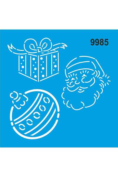 StencilSepeti Noel Baba Ve Yılbaşı Süsleri - Stencil Boyama Şablonu 20x20