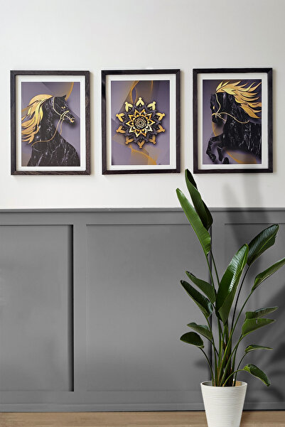 Tooall Crni konj Sa deznom set od 3, dimenzije 30x40 cm, MDF materijal deblji...