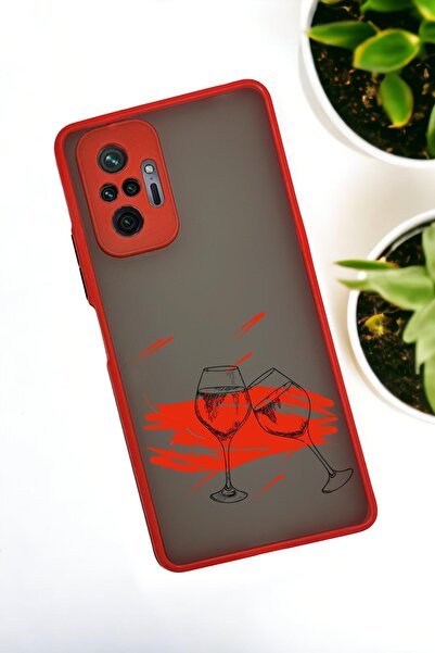 mooodcase Xiaomi Redmi Note 10 Pro 4G Uyumlu Spilled Wine Desenli Buzlu Şeffaf Lüx Telefon Kılıfı