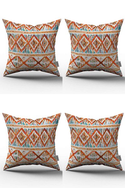 Cango Home Orange Ethnic Patterned 4's Digital Printed Pollutions St-4Kmbs-Cgh264