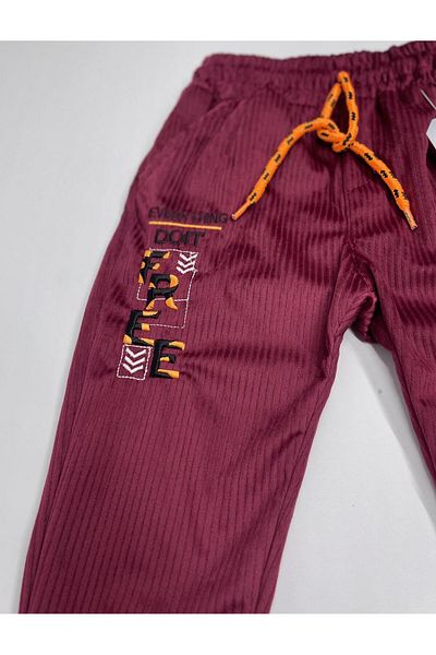 CANBİX Boy's Free Embroidered Velvet Trousers
