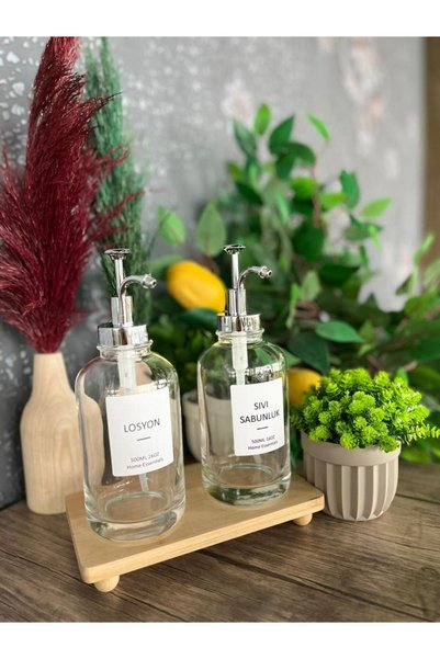 Sele Home Mien Yuvarlak Cam 2 'li Sıvı Sabun&losyon Set