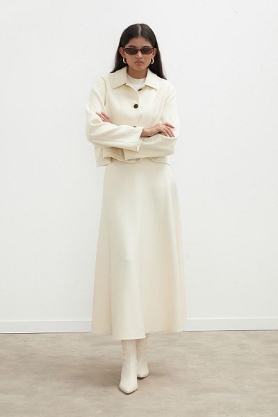 Manuka MIRANDA SCUBA FLARED SKIRT BEIGE