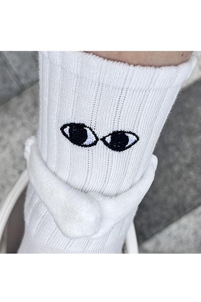 BİRMODADAN 2Pcs White Magnet Holding Hands Dating Hook Couple Socks 2Pcs