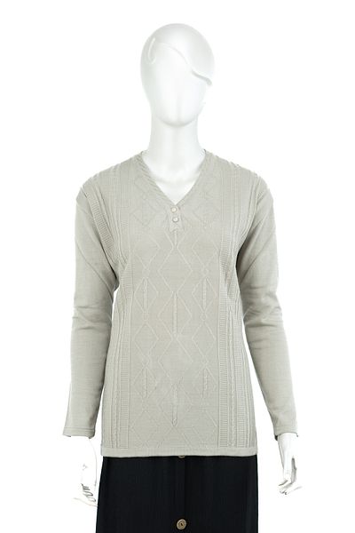 Oppland Tricotaj de iarnă din lână pentru femei Pulover pentru mamă, cu doi nasturi, decolteu în V, lycra, croială confortabilă, model complet