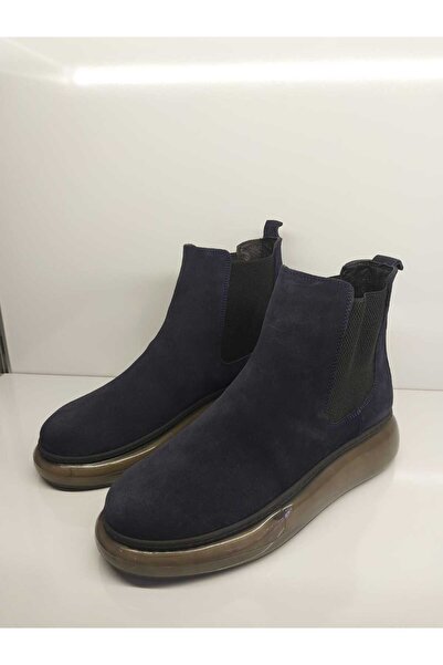 Purple Lacivert Süet Şeffaf Ve Kaymaz Taban Erkek Bot
