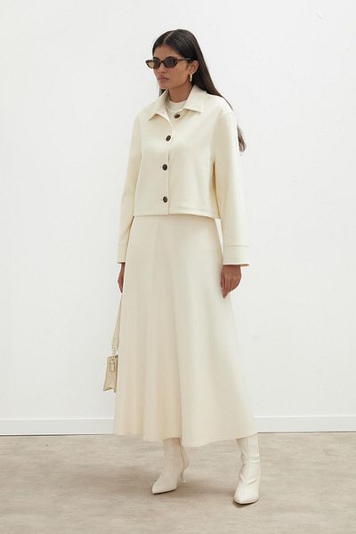 Manuka MIRANDA SCUBA FLARED SKIRT BEIGE