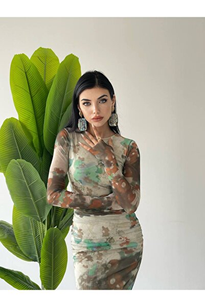 SONREİR PODŠÍVKA NA PRSTOVÉ HODINY ŠATY MIDI VZORU