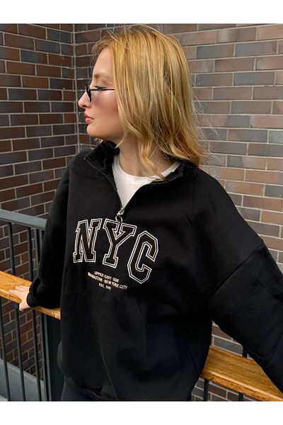 Eke Tekstil БРОДИРАН СУИТШЪТ С ЦИП NYC