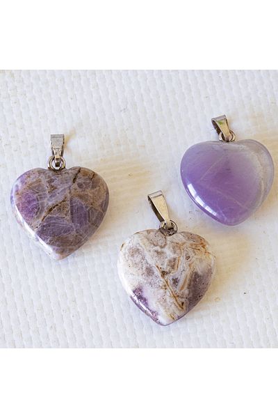 Tesbih Atölyesi Certified Real Heart Model Charoite Stone Necklace