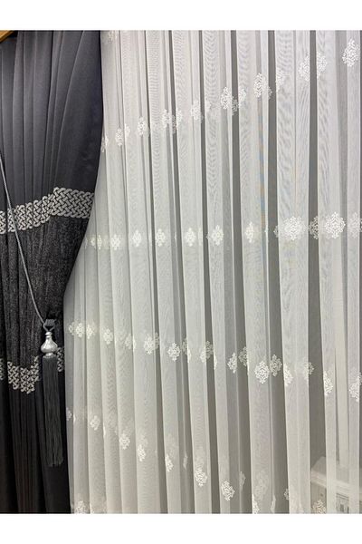 Akcan Small Sprinkled Patterned Tulle Curtain Frequentest Pleat Ural
