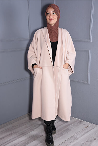 Nowa Scarf Stamp Pocket Hat Poncho Beige