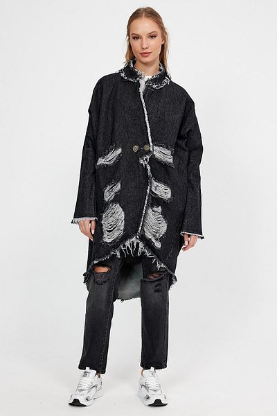 ALEXANDERGARDI SPECIAL COLLECTION LONG DENIM JACKET WITH RUBBLE DETAIL (4610)